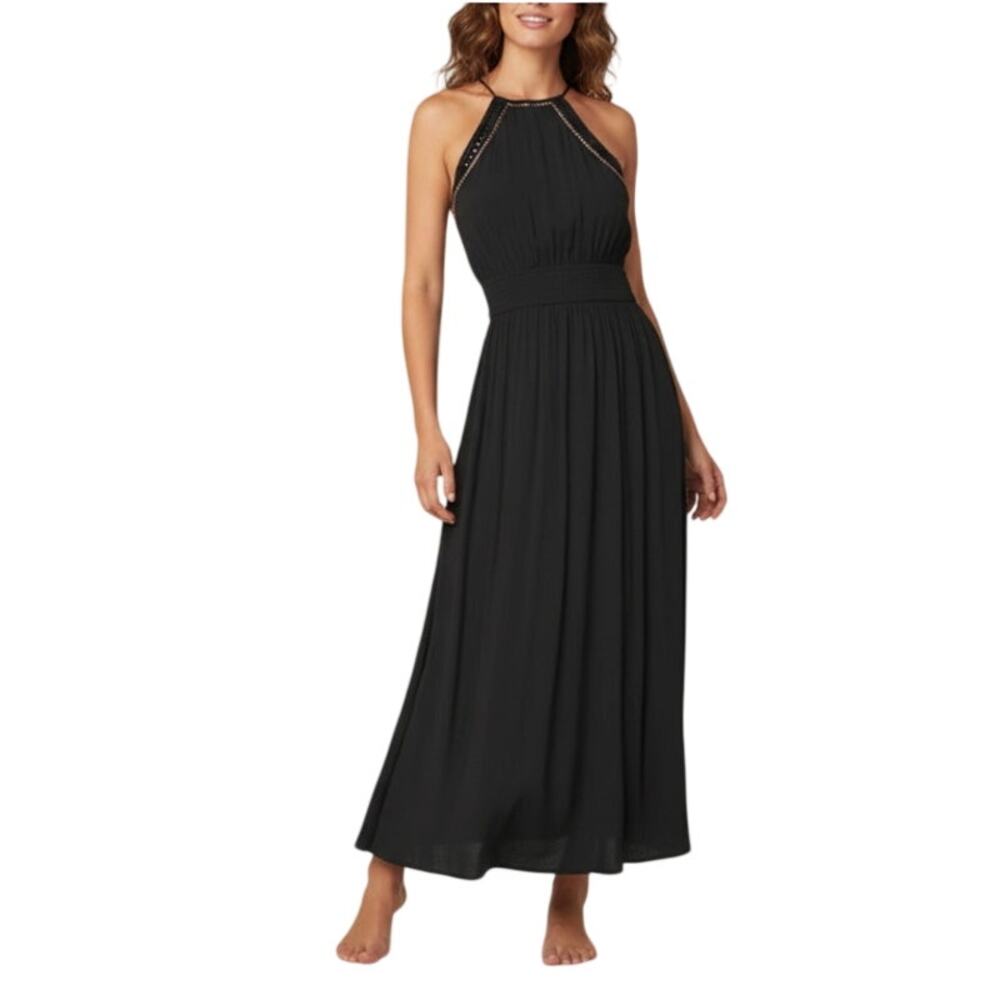 LOVESTITCH Beaded Maxi Dress Sz S Black Feminine Retro Boho Party Whimsycore NWT